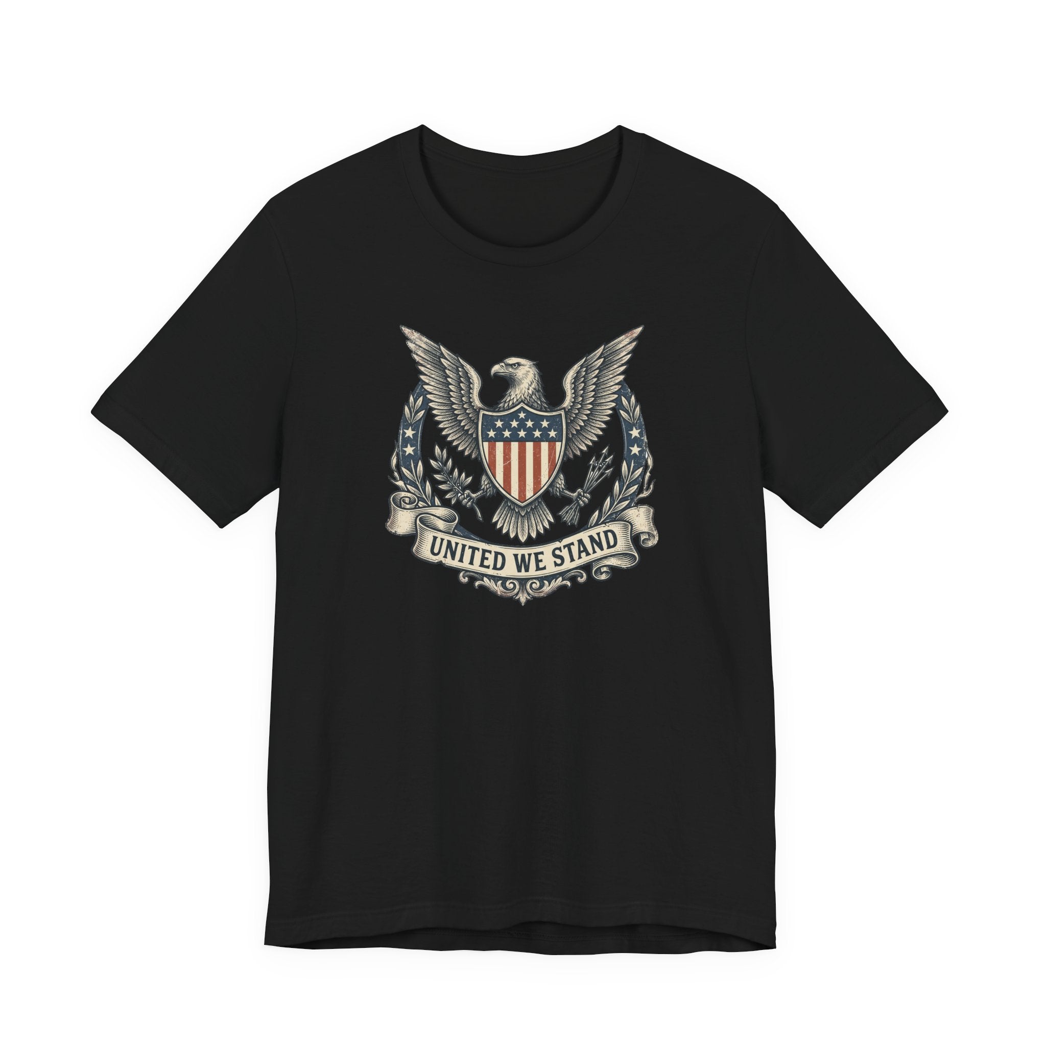American Eagle Shield United We Stand T-Shirt | Patriotic USA Flag Crest Graphic Tee