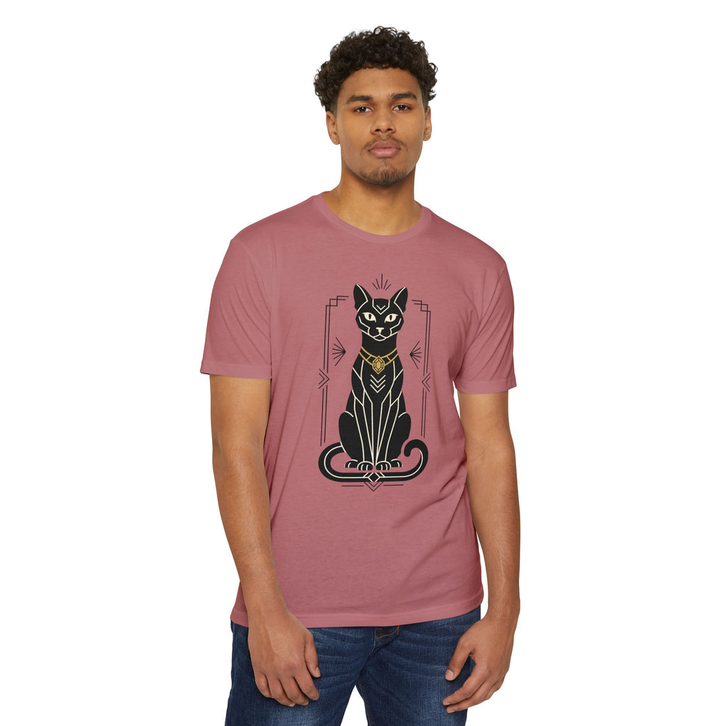 Black Cat T-Shirt Art Deco Egyptian Cat Illustration Graphic Tee Cat Lover Gift Mystic Unisex